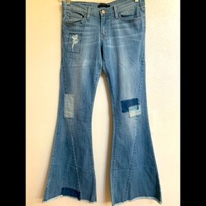 Flying Monkey Platinum Stretch Mid Rise Distressed Flare Jeans